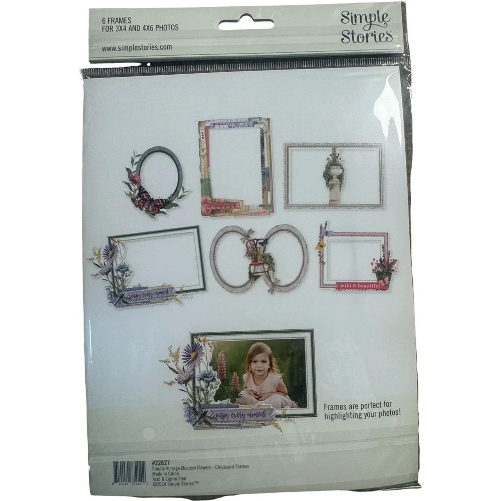 Simple Stories Chipboard Frames Unisex OS Multicolor NIP Vintage Meadow Flowers